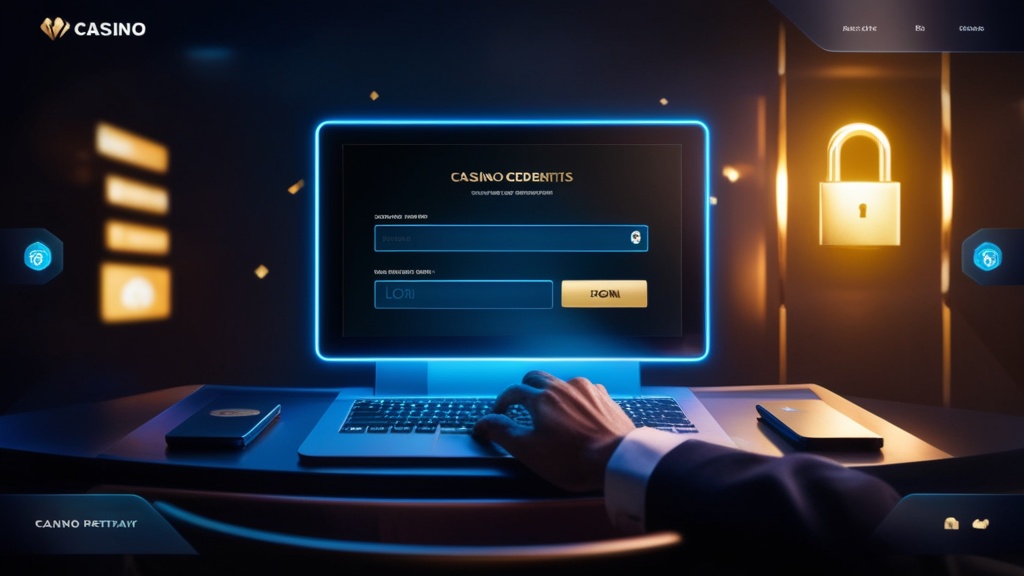 شاشة دخول حساب داخل أجواء كازينو داكنة مع واجهة أمان متوهجة